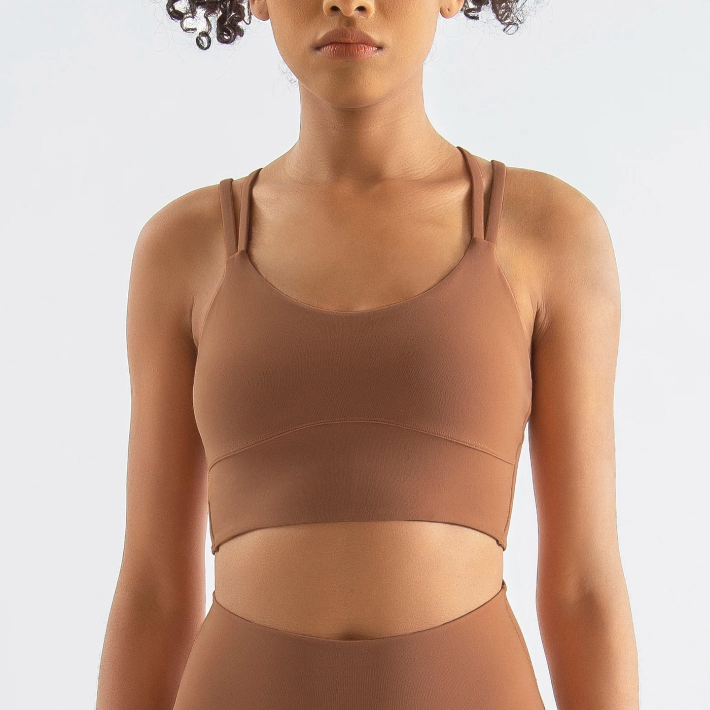 Nylon Cross Back Sports Bra - Elastic Yoga Gym Bralette