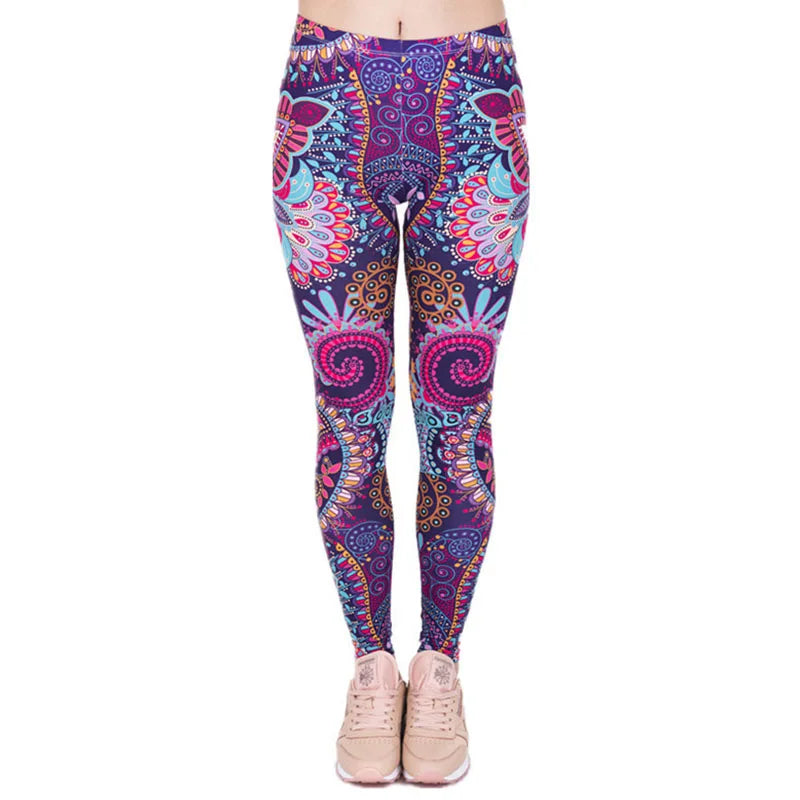 Aztec Ombre High Waist Leggings - Soft Stretch Fitness Pants