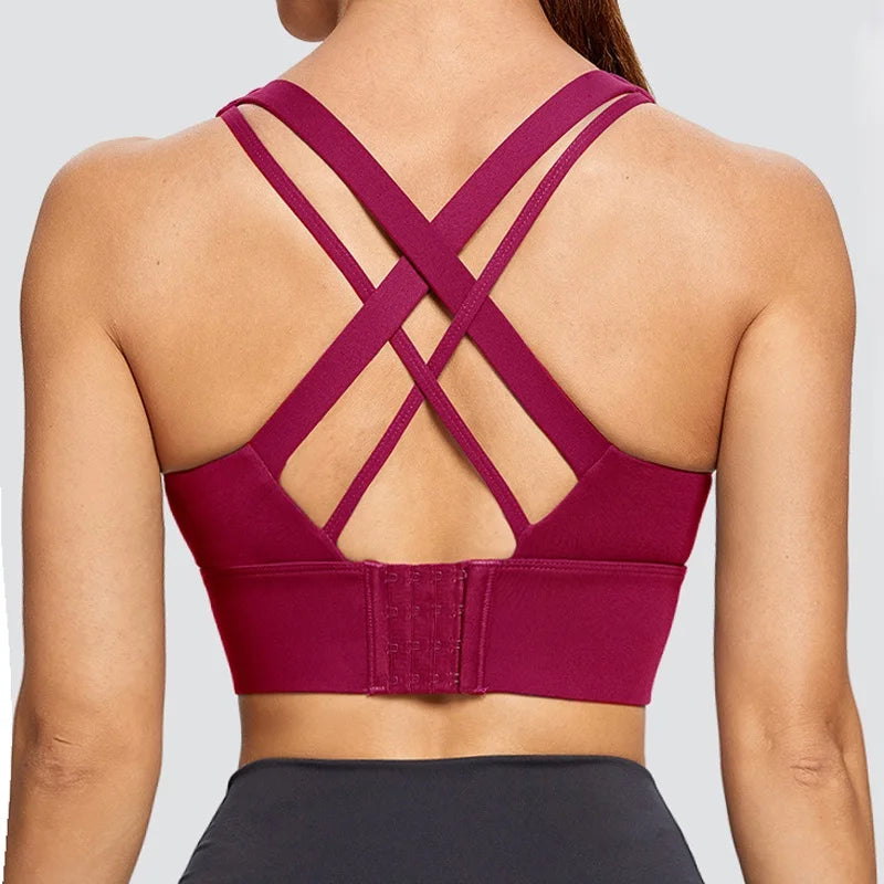 Mesh Sports Bra Crop Tank - Shockproof Running Workout Top