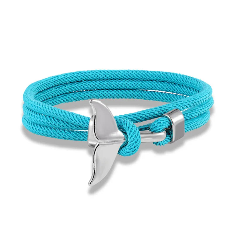 Ocean Anchor and Whale Tail Rope Bracelet - Adjustable Friendship Jewelry