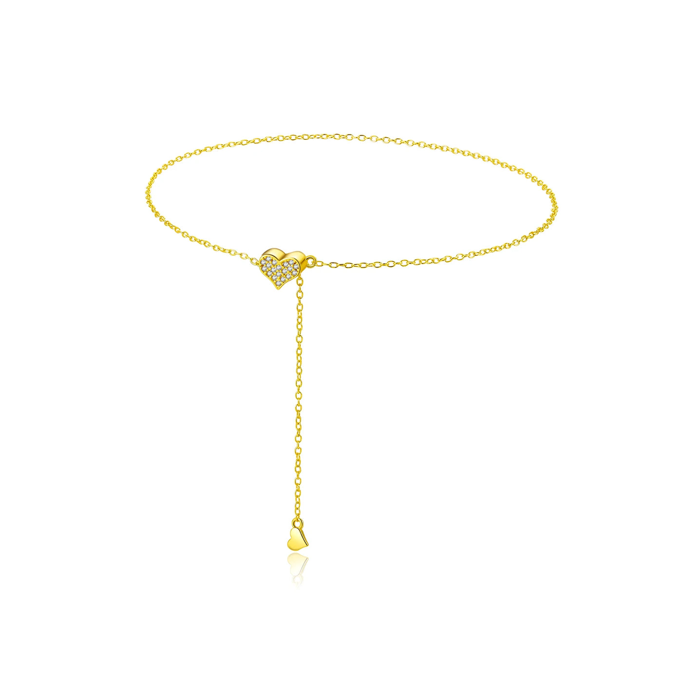 925 Sterling Silver Adjustable Heart Necklace - Resizable Pendant Choker