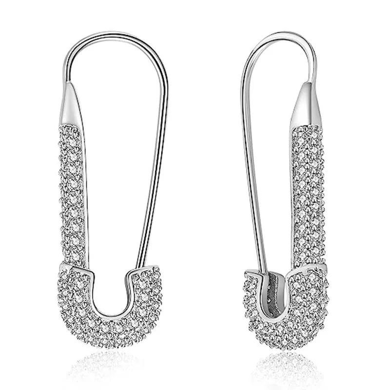 Paper Clip Design Earrings - Gold and Silver Color Modern Jewelry