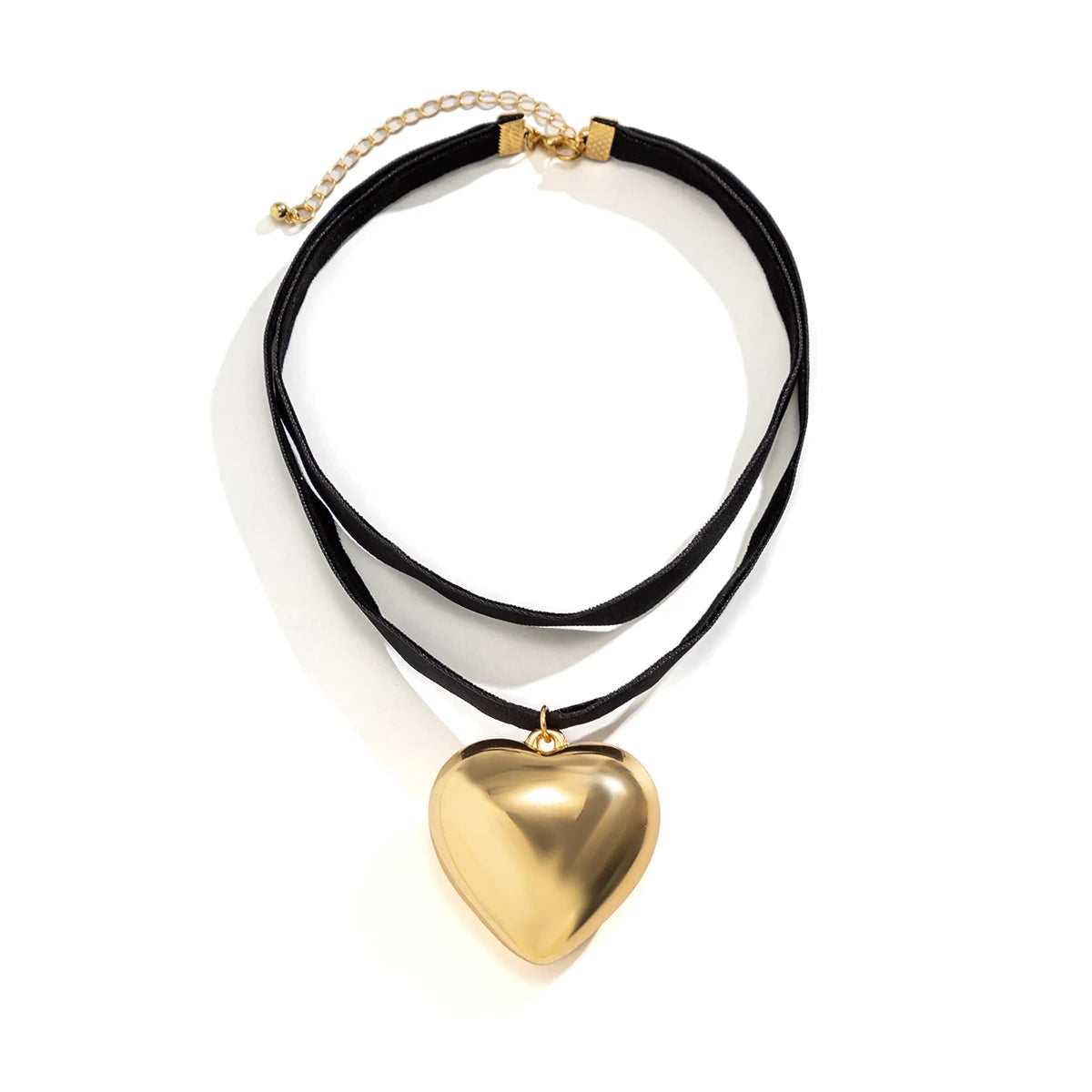 Oversized Heart Velvet Choker Necklace - Gothic Multilayer Jewelry