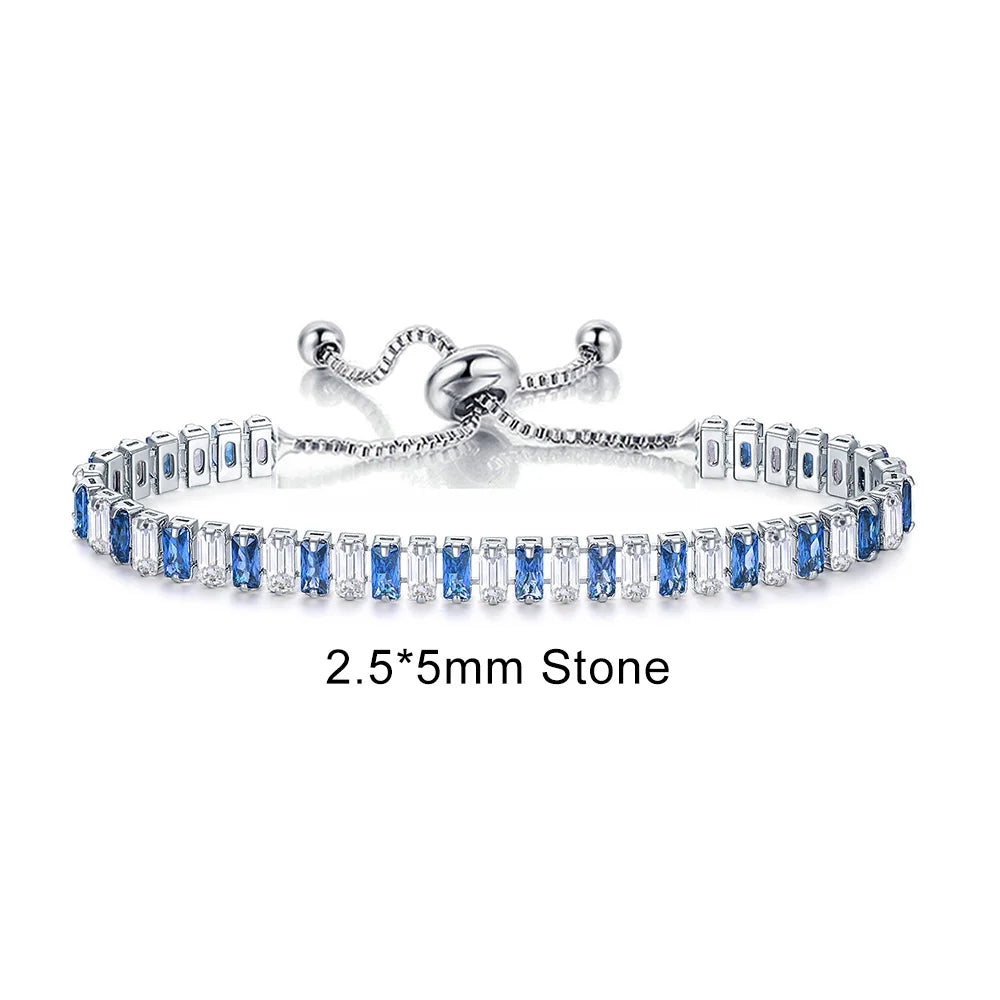 Adjustable Rainbow Zircon Tennis Bracelet - Colorful Wedding Hand Chain