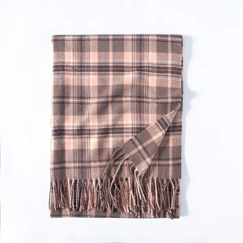 Classic Plaid Blanket Scarf - Cashmere-Feel Large Warm Shawl