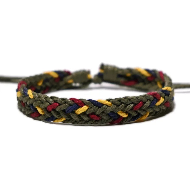 Handmade Vintage Cotton Rope Bracelet - Adjustable Brown Charm Jewelry