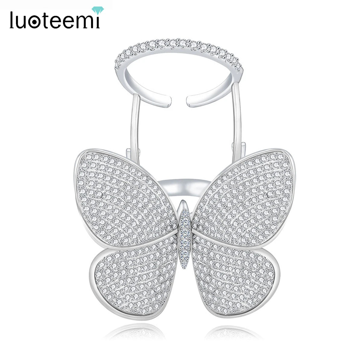 Korean Butterfly CZ Ring - Micro Paved Shining Party Jewelry