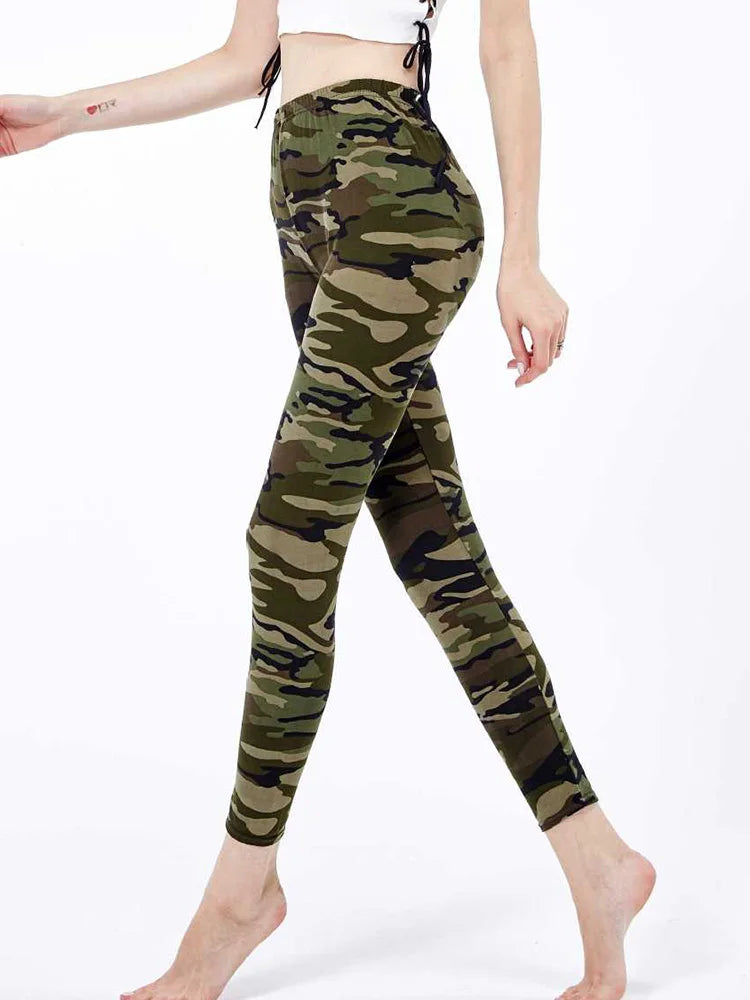 Graffiti Floral Print Leggings - Stretch Ankle-Length Everyday Tights