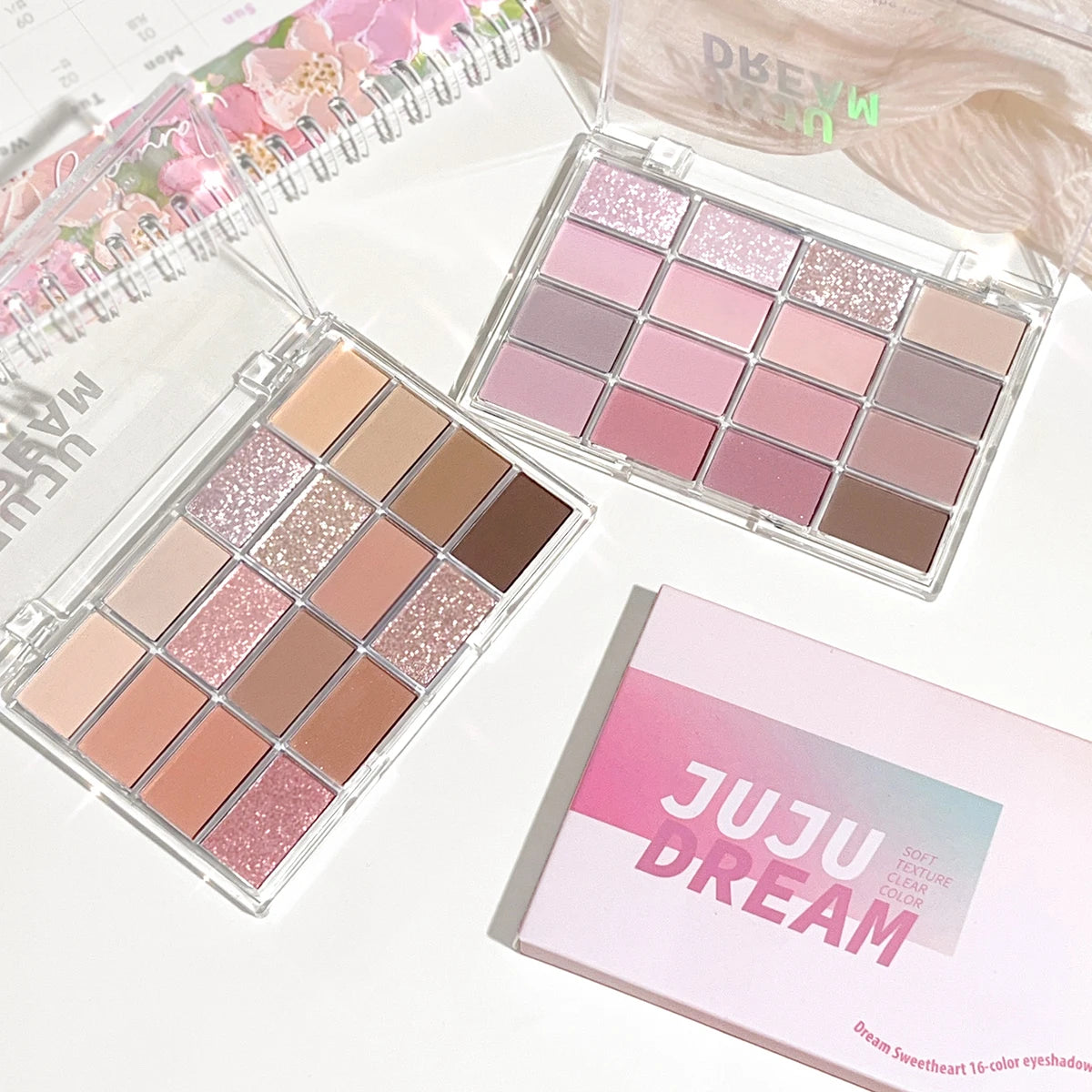 JUJU DREAM 16 Color Earth Tone Eyeshadow Palette - Matte Shimmer Makeup