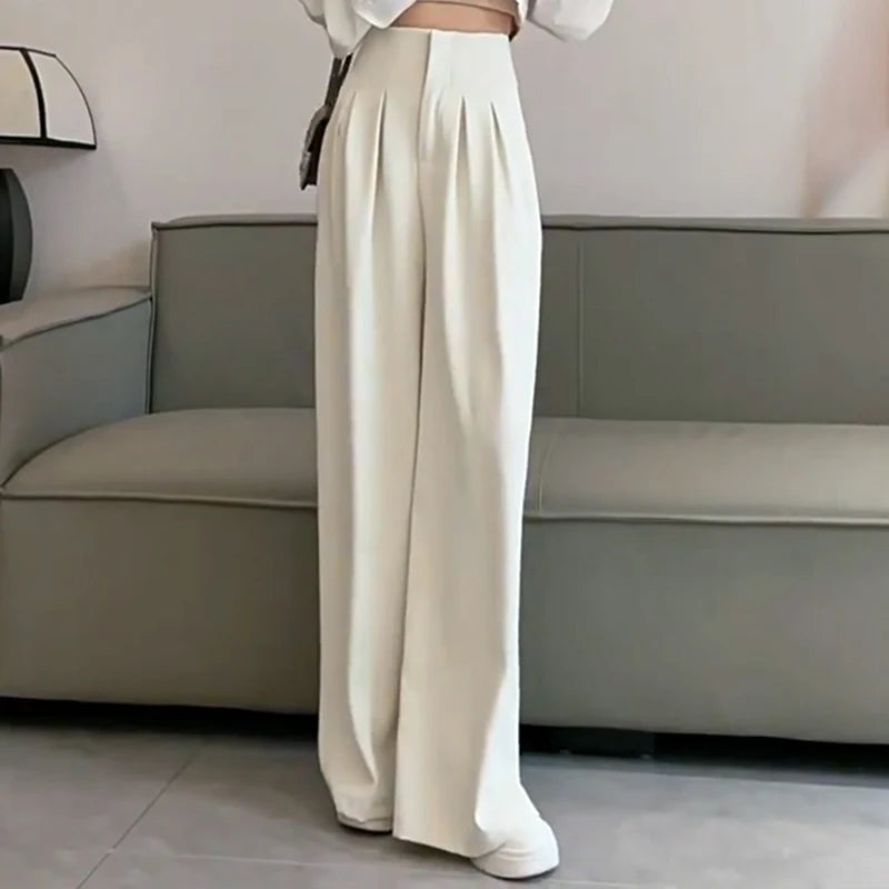 Ultra High Waist Wide Leg Suit Pants - Draped Spring Summer Trousers