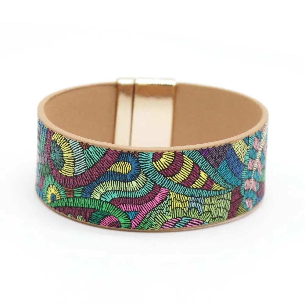 Ethnic Leather Wrap Bracelet - Lightning Heartbeat Chain Jewelry