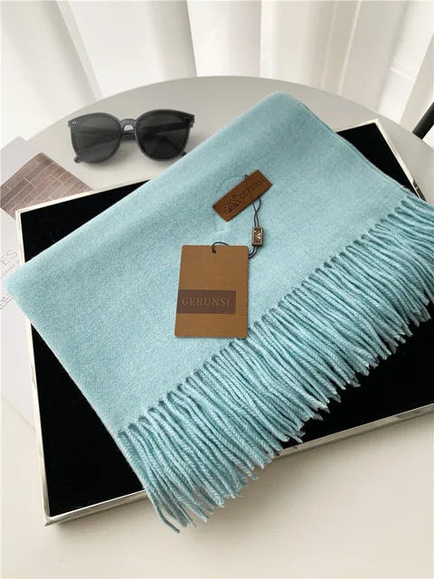 Solid Color Cashmere-Feel Winter Scarf - Soft Shawl Wrap Gift
