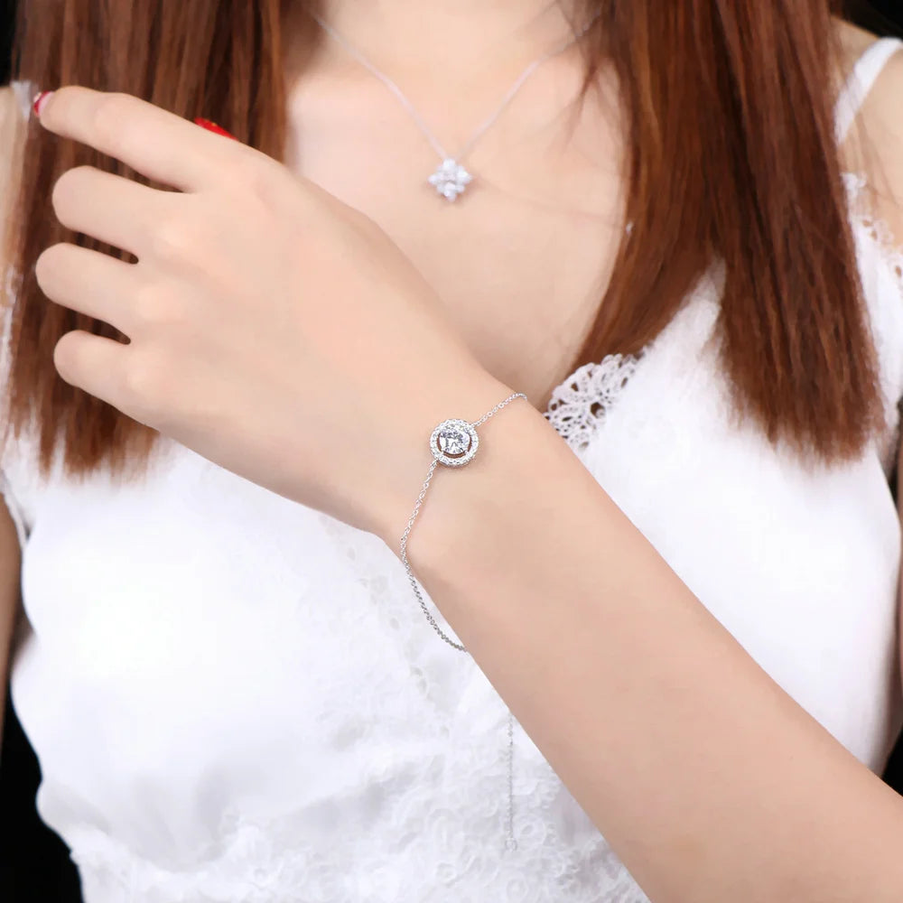 Round Cut Cubic Zirconia Bracelet - Rose Gold and Silver Tone Jewelry