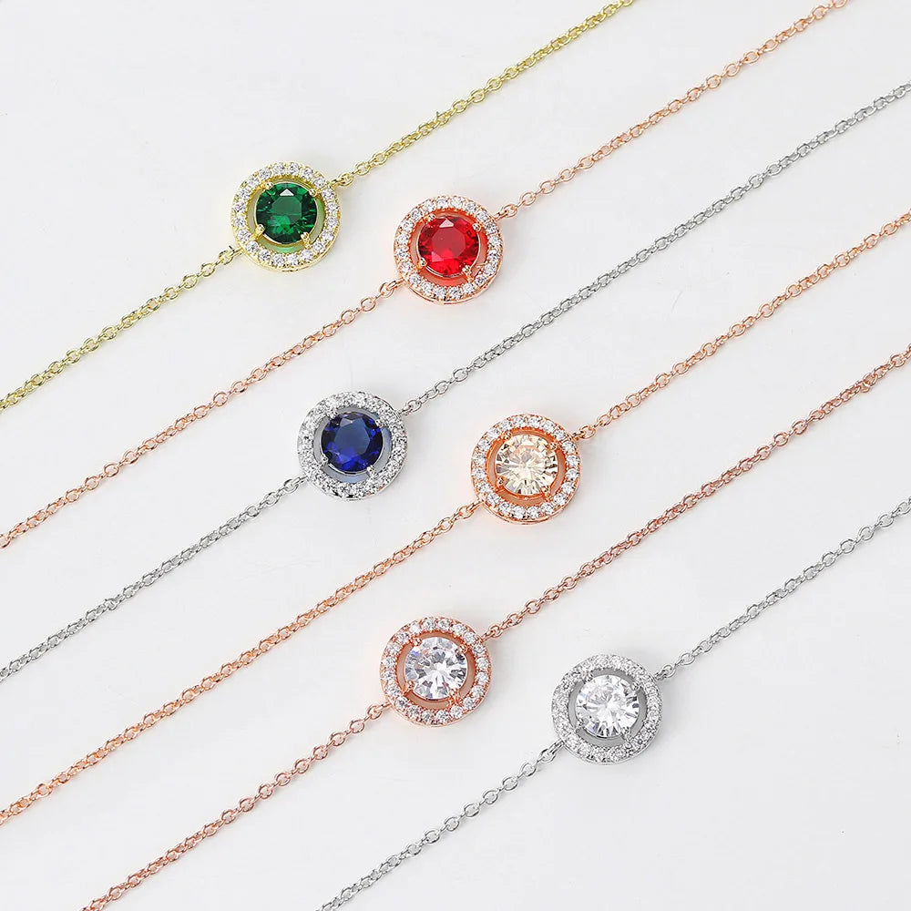 Round Cut Cubic Zirconia Bracelet - Rose Gold and Silver Tone Jewelry
