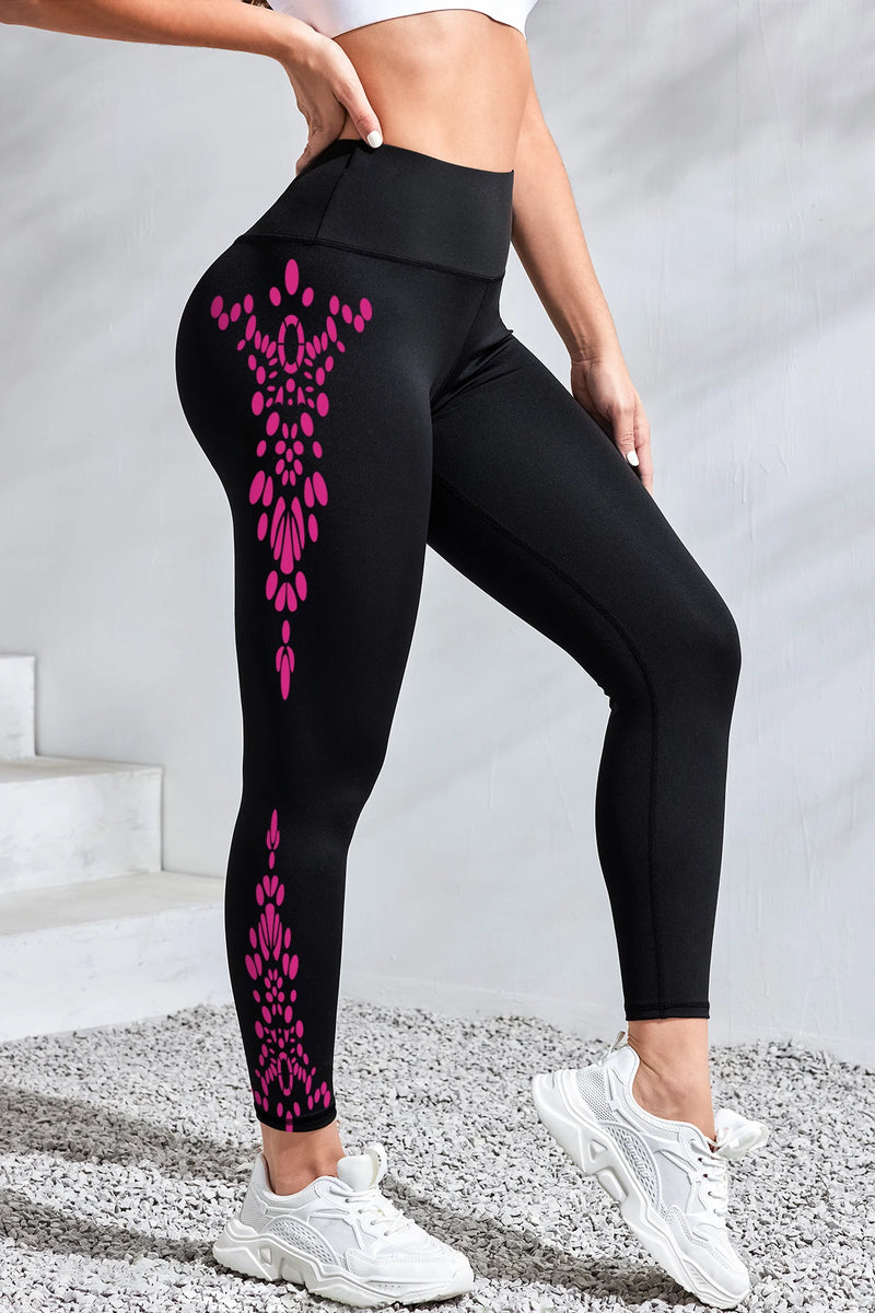 High Waisted Printed Yoga Pants - Moisture-Wicking Workout Leggings