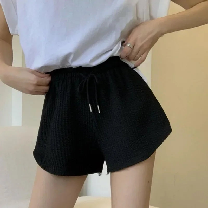 Drawstring Wide Leg Sweat Shorts - High Elastic Casual Fitness Shorts