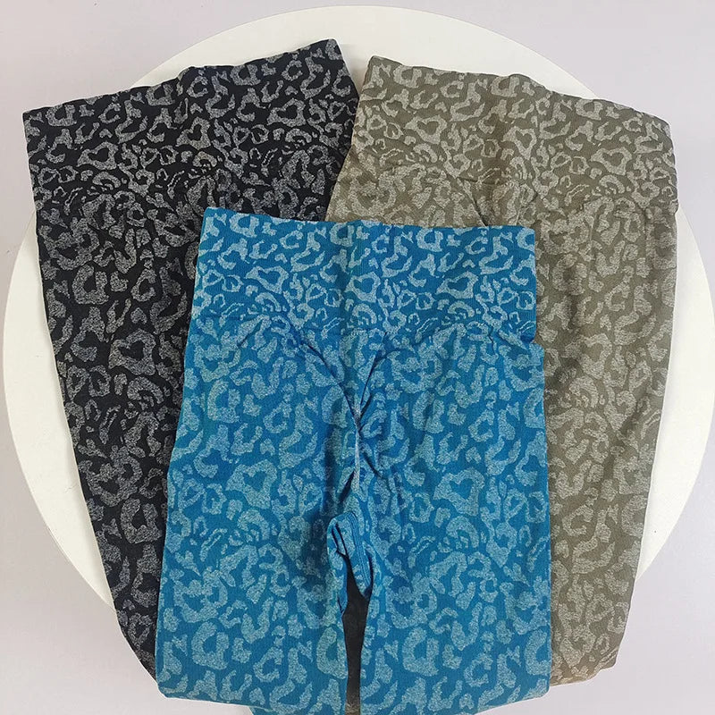 Leopard Print Seamless Yoga Leggings - High Waist Butt Lifting Tights