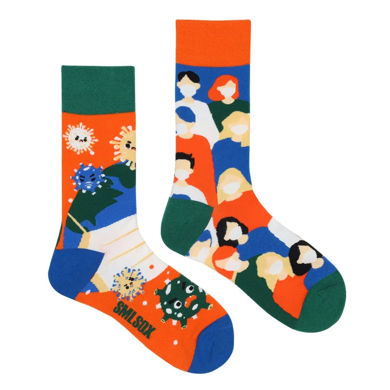 Flower Fruit Candy Cotton Socks - Colorful Unisex Mid Tube Pair