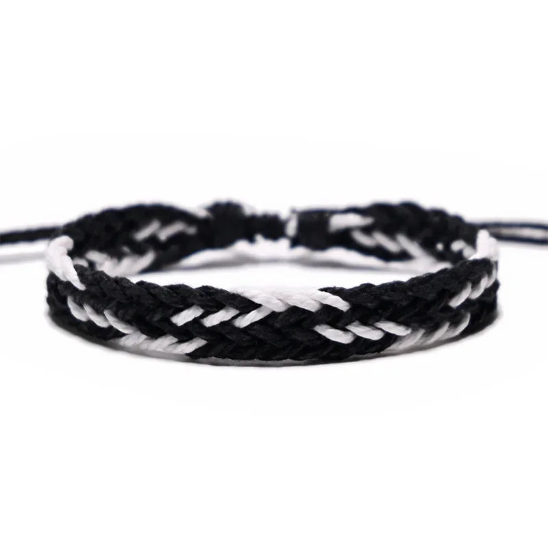 Handmade Vintage Cotton Rope Bracelet - Adjustable Brown Charm Jewelry