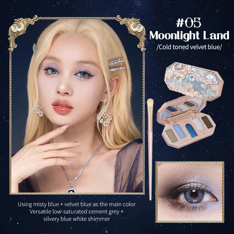 Moonlight Mermaid 5 Color Eyeshadow Palette - Matte Shimmer Glitter Makeup