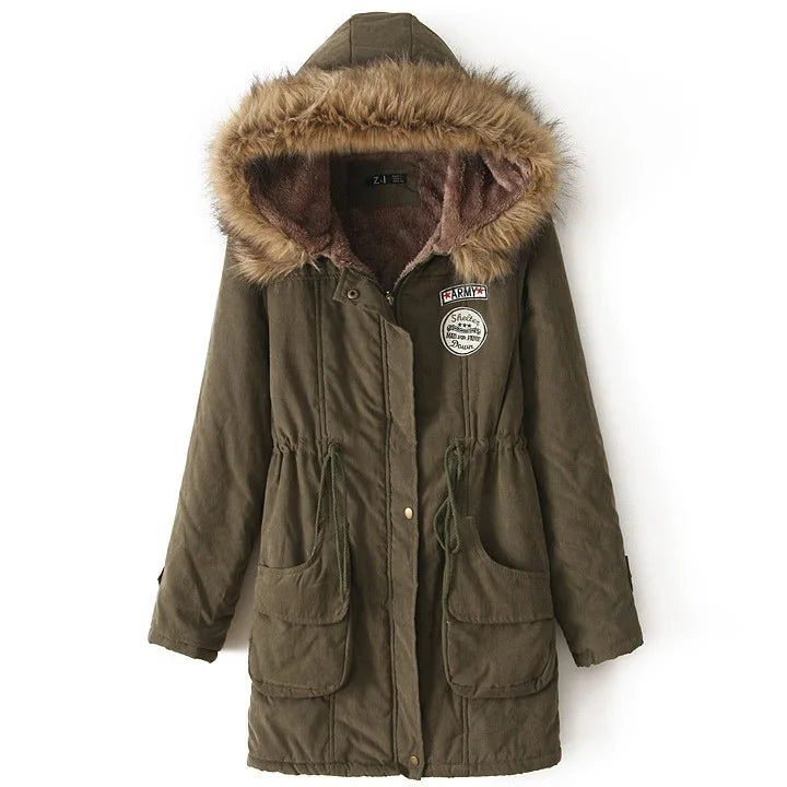 Hooded Thick Cotton Parka - Warm Winter Long Sleeve Jacket
