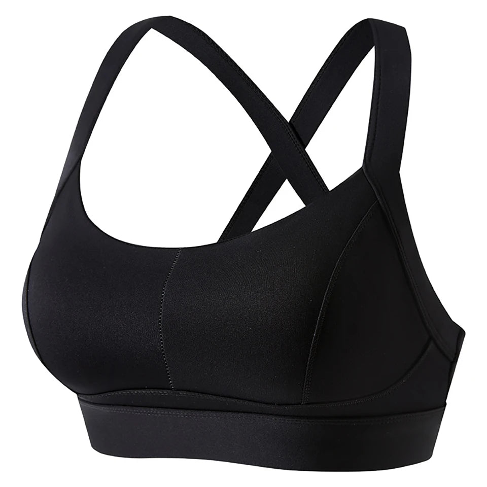 High Impact Criss Cross Sports Bra - Padded Yoga Crop Top