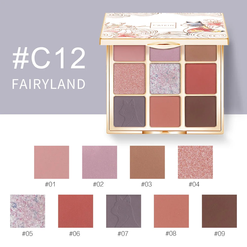 CATKIN 9 Color Eyeshadow Palette - Matte Glitter Natural Shades