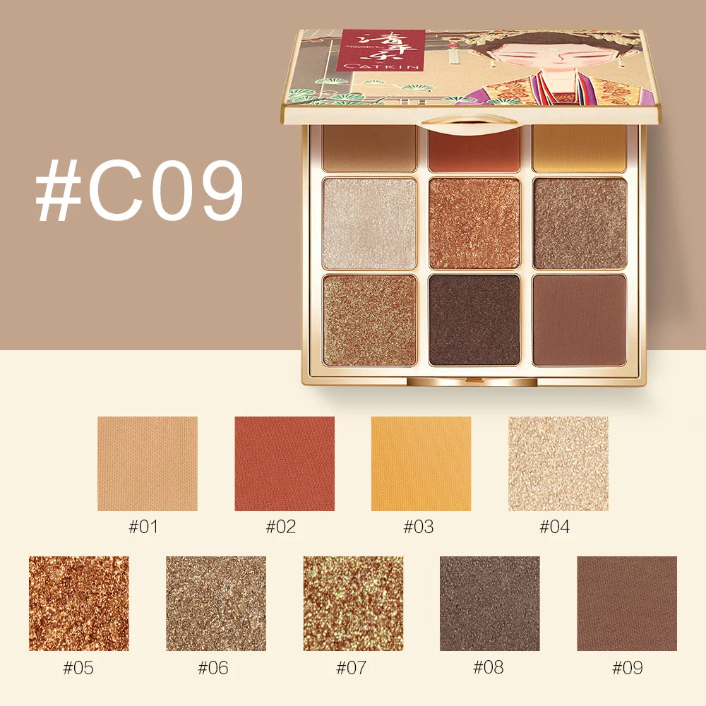 CATKIN 9 Color Eyeshadow Palette - Matte Glitter Natural Shades
