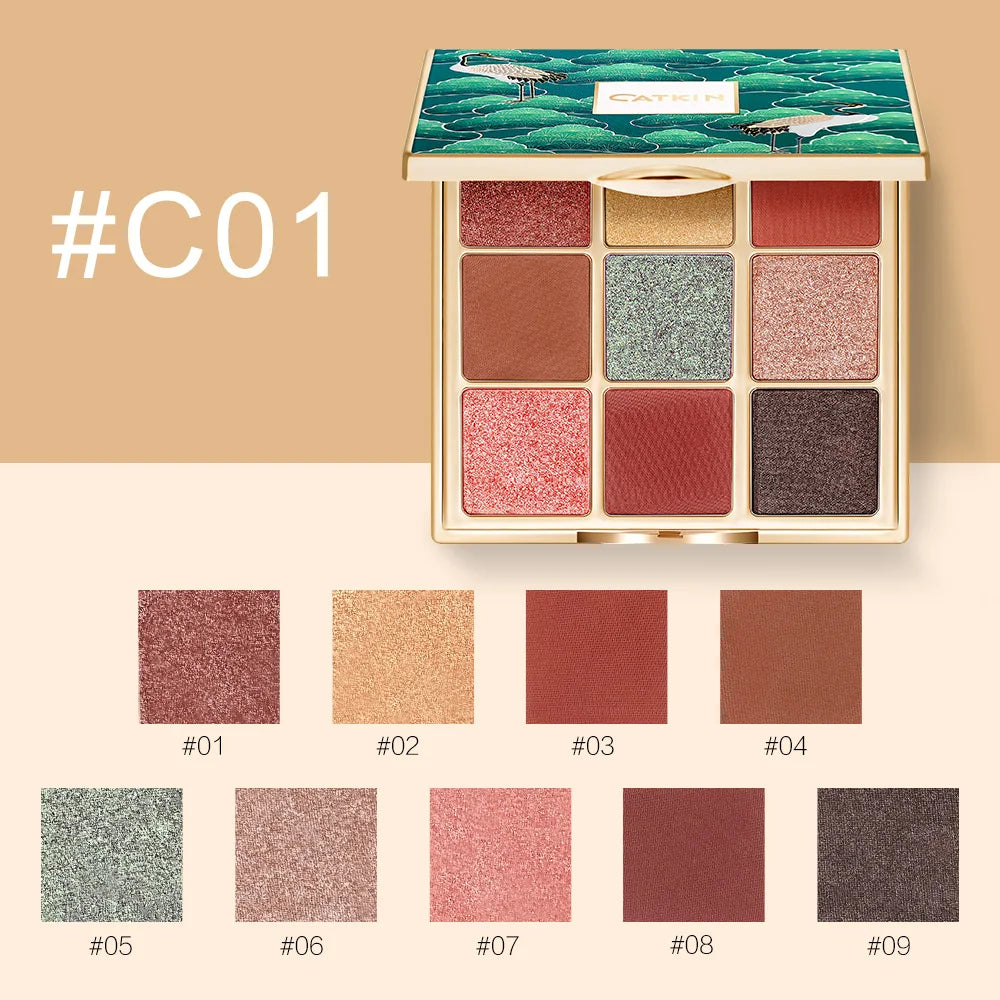CATKIN 9 Color Eyeshadow Palette - Matte Glitter Natural Shades