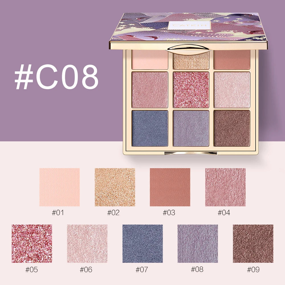 CATKIN 9 Color Eyeshadow Palette - Matte Glitter Natural Shades