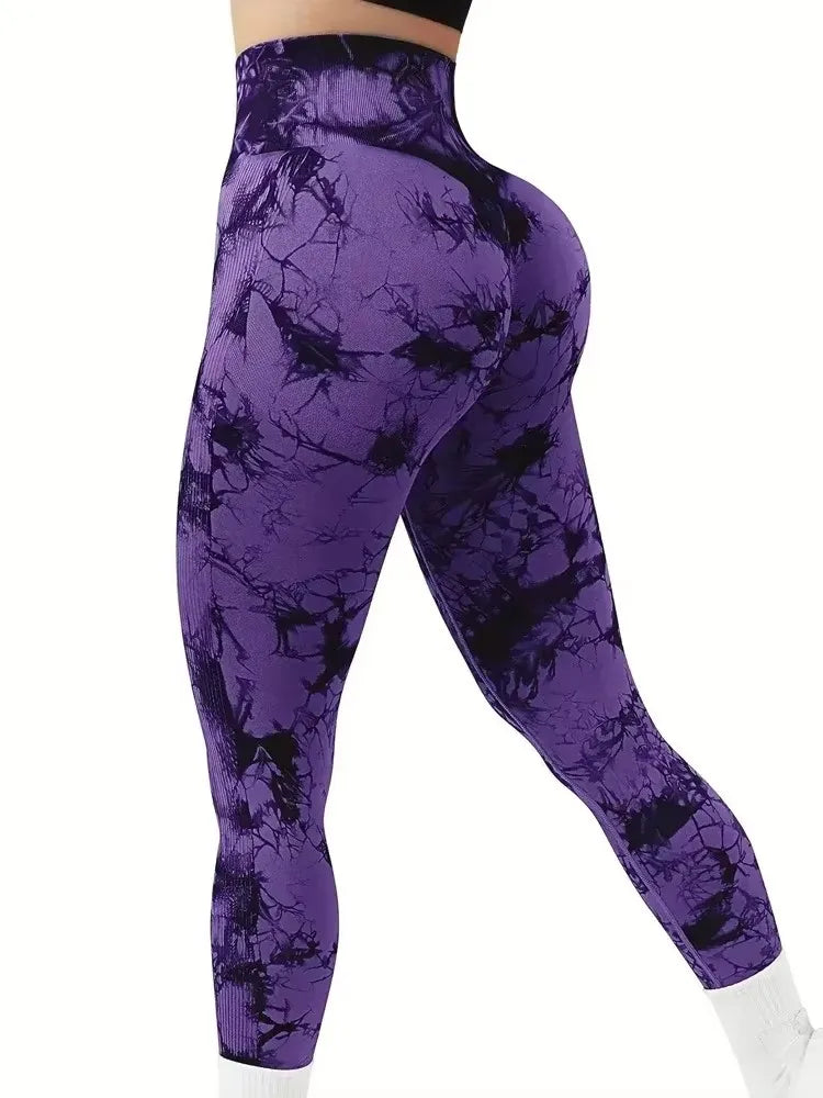 Tie Dye Seamless Yoga Leggings - High Waist Tummy Control Pants