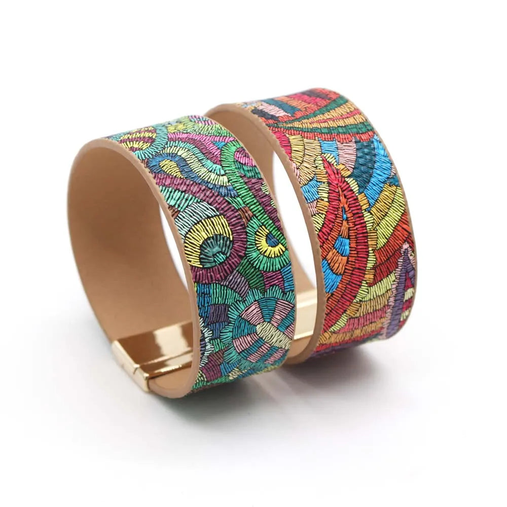 Ethnic Leather Wrap Bracelet - Lightning Heartbeat Chain Jewelry