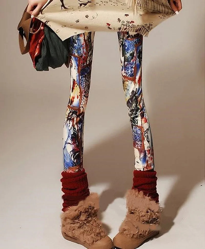 Colorful Zebra Leggings - Casual Stretch Party Tights