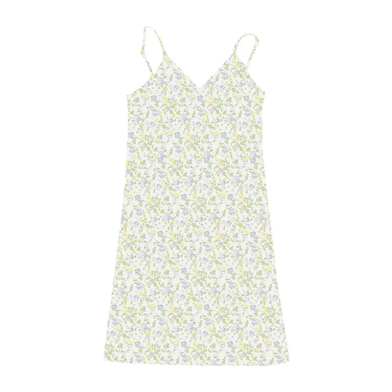 Y2K Floral Cross Cami Mini Dress - Sleeveless V Neck Korean Outfit