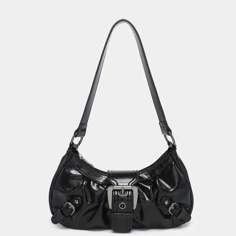 Retro Maillard Y2K Shoulder Bag - Vintage Leather Armpit Purse