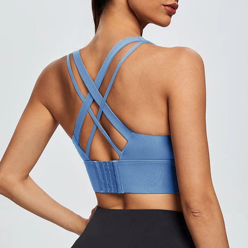 Mesh Sports Bra Crop Tank - Shockproof Running Workout Top