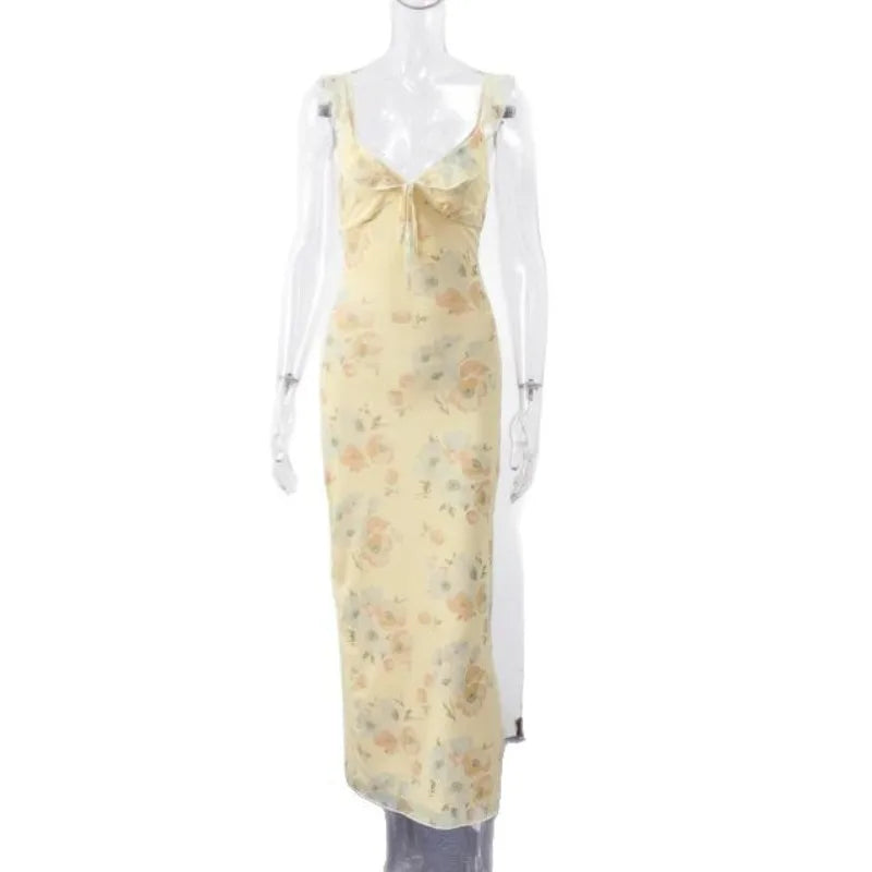 Floral Low Cut Sling Dress - Backless Beach Vacation Outfit