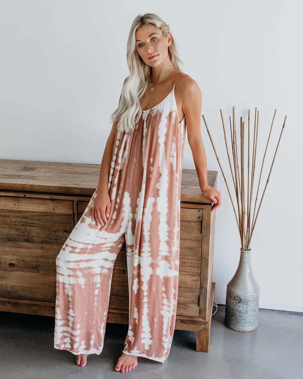 Rose Red Suspender Wide Leg Jumpsuit - Ankle Length Statement Outfit
