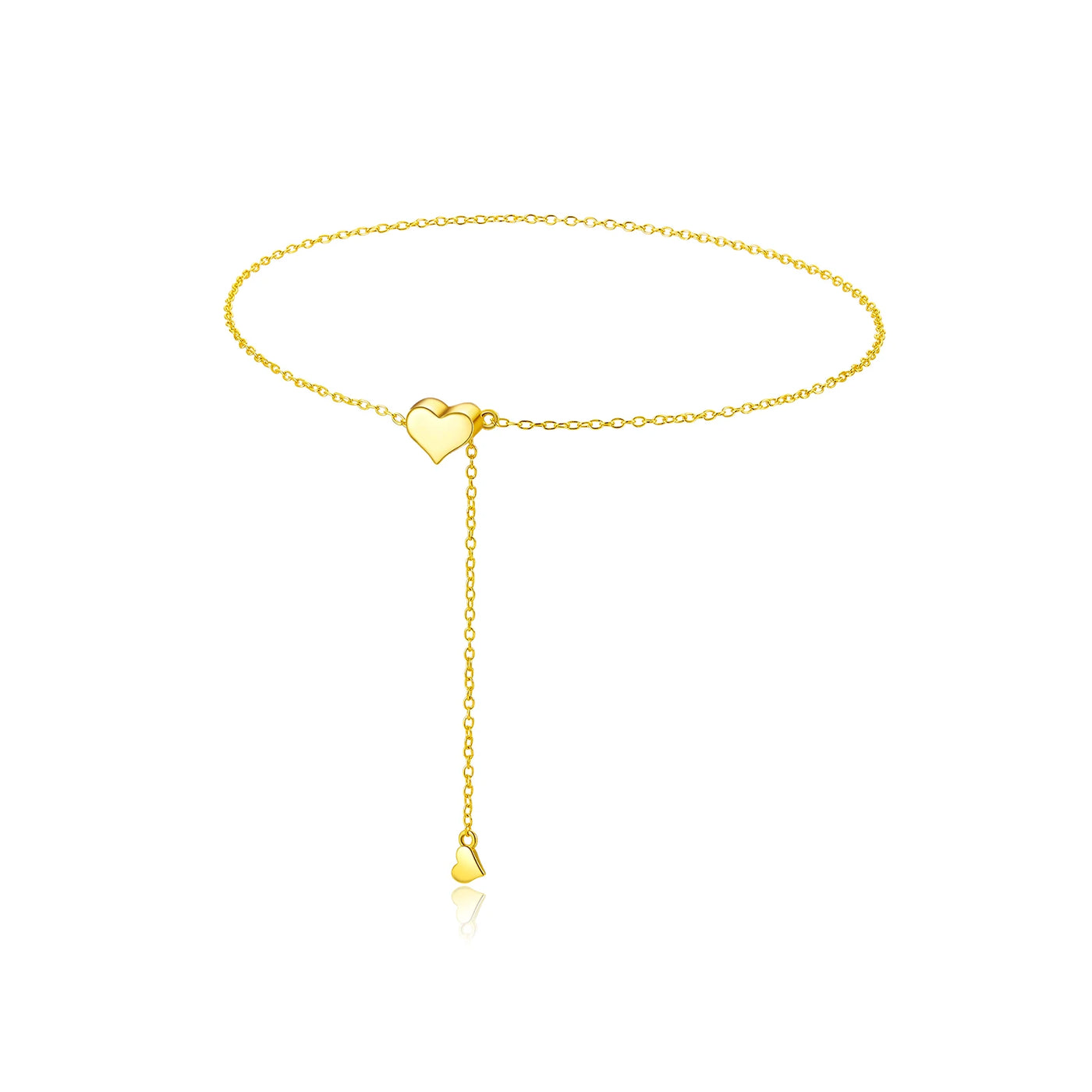 925 Sterling Silver Adjustable Heart Necklace - Resizable Pendant Choker