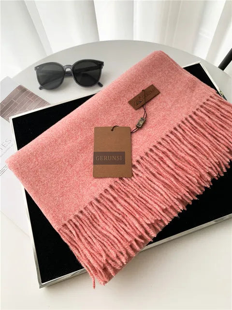 Solid Color Cashmere-Feel Winter Scarf - Soft Shawl Wrap Gift