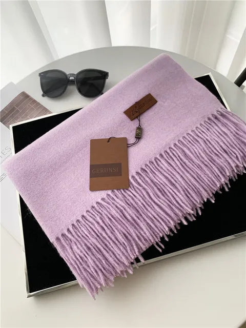 Solid Color Cashmere-Feel Winter Scarf - Soft Shawl Wrap Gift