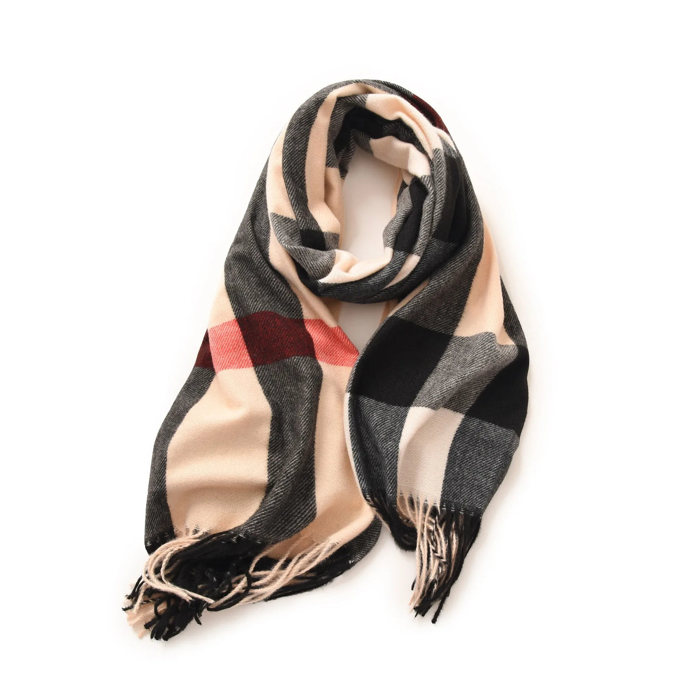 Classic Plaid Blanket Scarf - Cashmere-Feel Large Warm Shawl