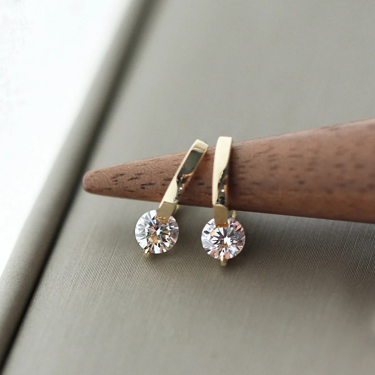 925 Silver Needle Zircon Stud Earrings - Gold Plated Crystal Jewelry