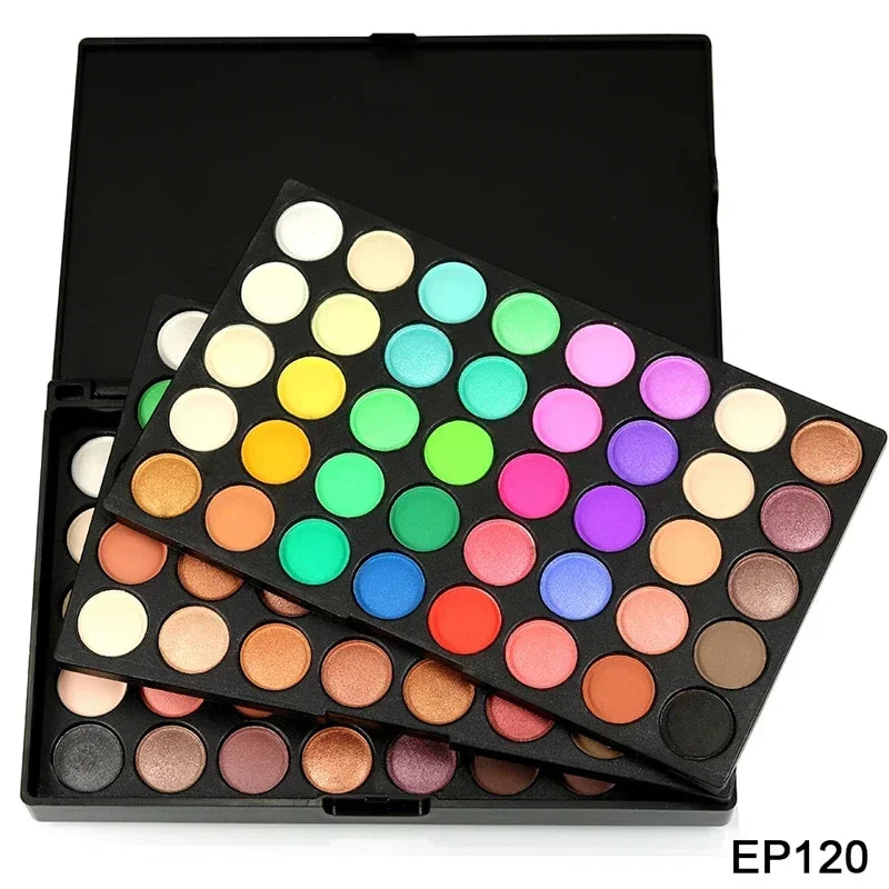 120 Color Glitter Eyeshadow Palette - Matte Shimmer Nude Makeup Kit
