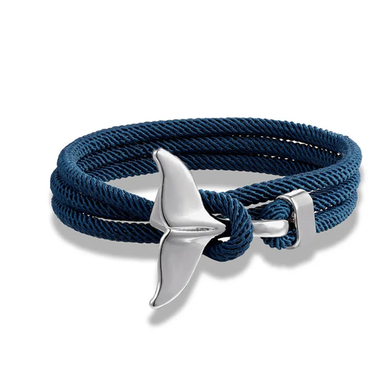 Ocean Anchor and Whale Tail Rope Bracelet - Adjustable Friendship Jewelry