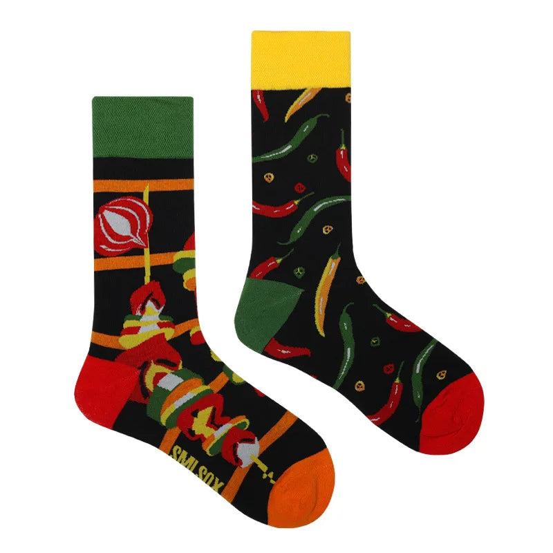 Flower Fruit Candy Cotton Socks - Colorful Unisex Mid Tube Pair