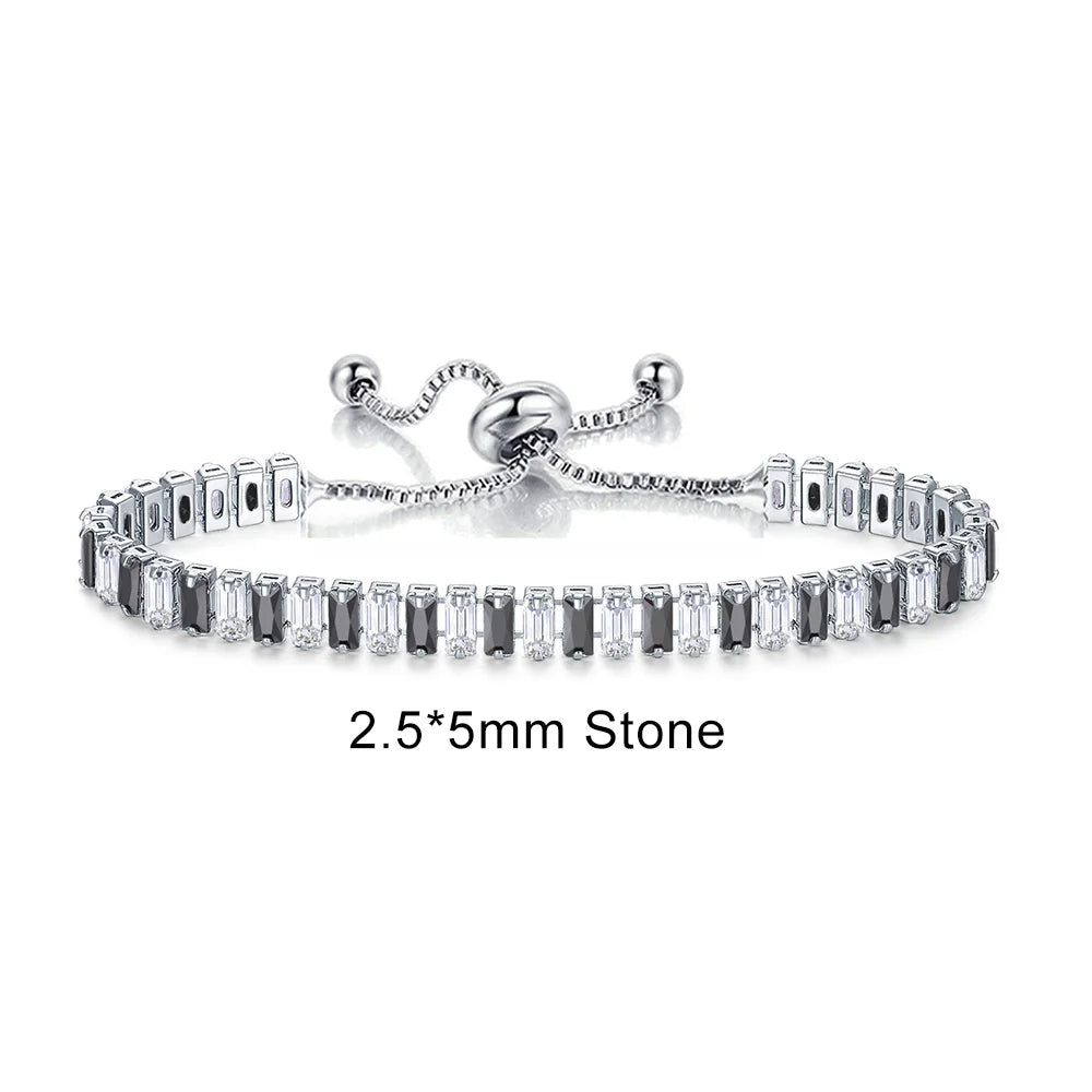 Adjustable Rainbow Zircon Tennis Bracelet - Colorful Wedding Hand Chain
