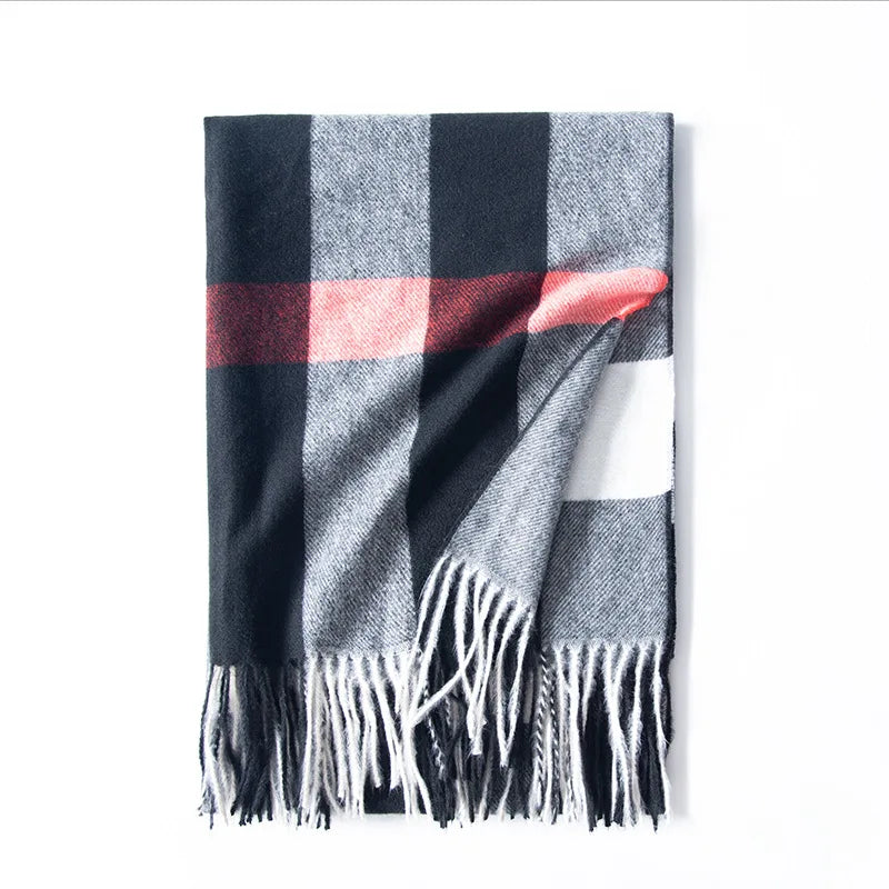 Classic Plaid Blanket Scarf - Cashmere-Feel Large Warm Shawl