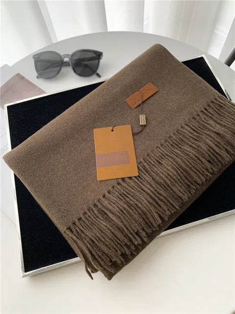 Solid Color Cashmere-Feel Winter Scarf - Soft Shawl Wrap Gift