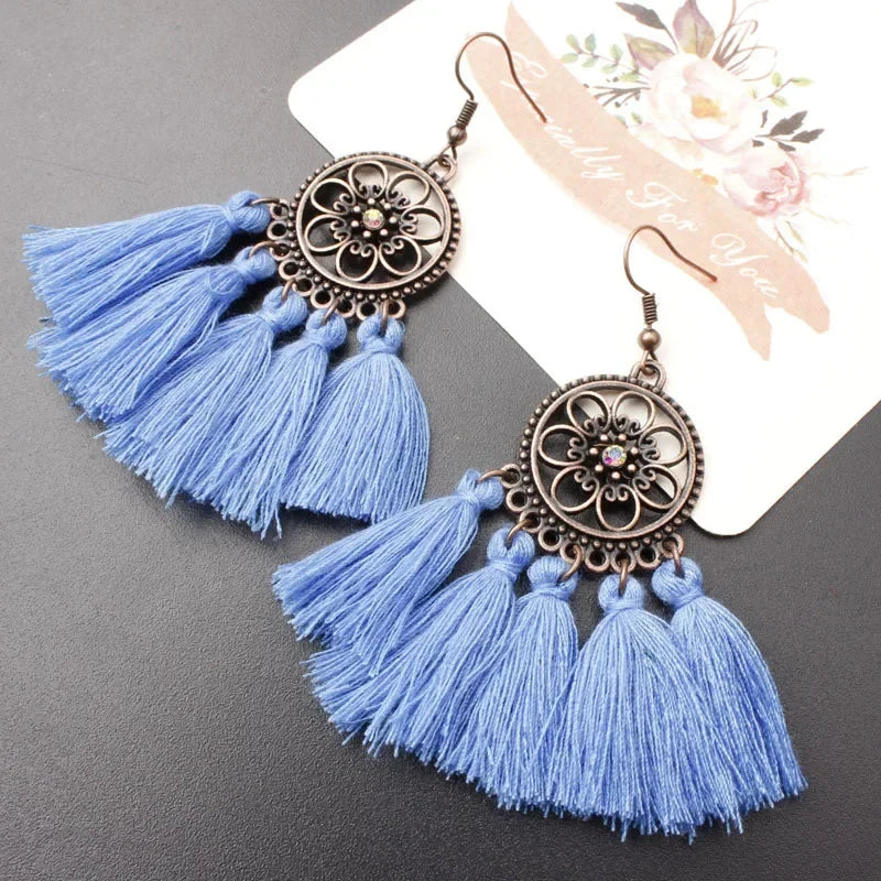 Bohemian Tassel Drop Earrings - Ethnic Red Sector Party Jewelry